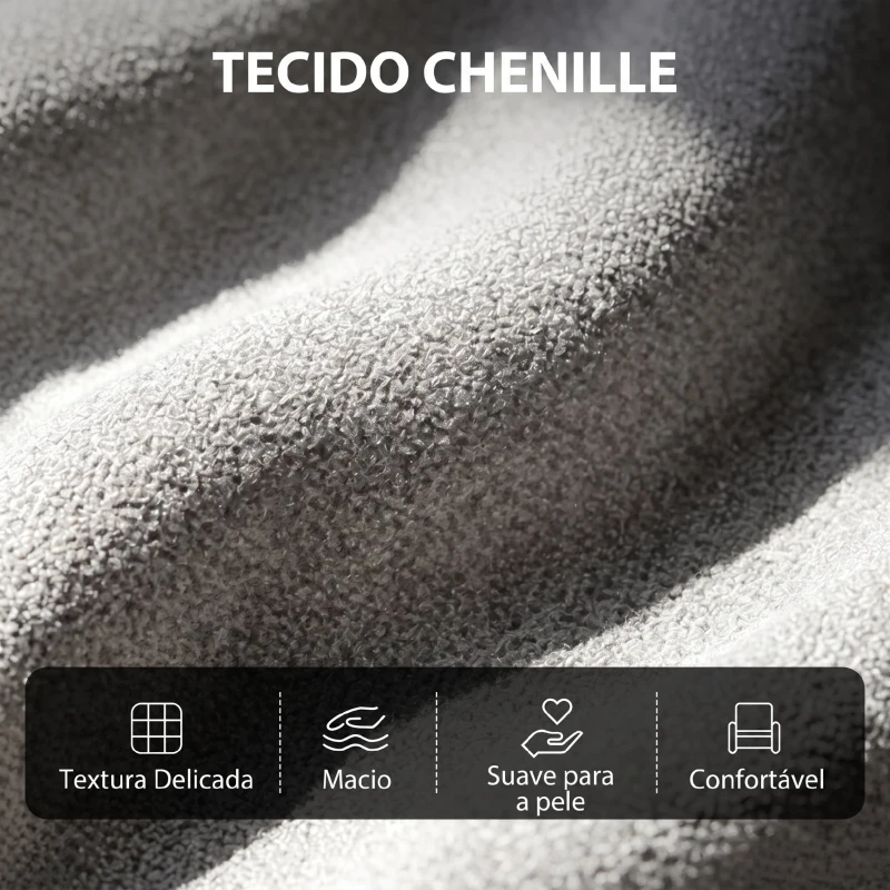 HOMCOM Poltrona de Massagem Reclinável com Apoio de Pés 2 Zonas de Massagem Encosto Alto Bolsos Estofada em Chenille Cinzento