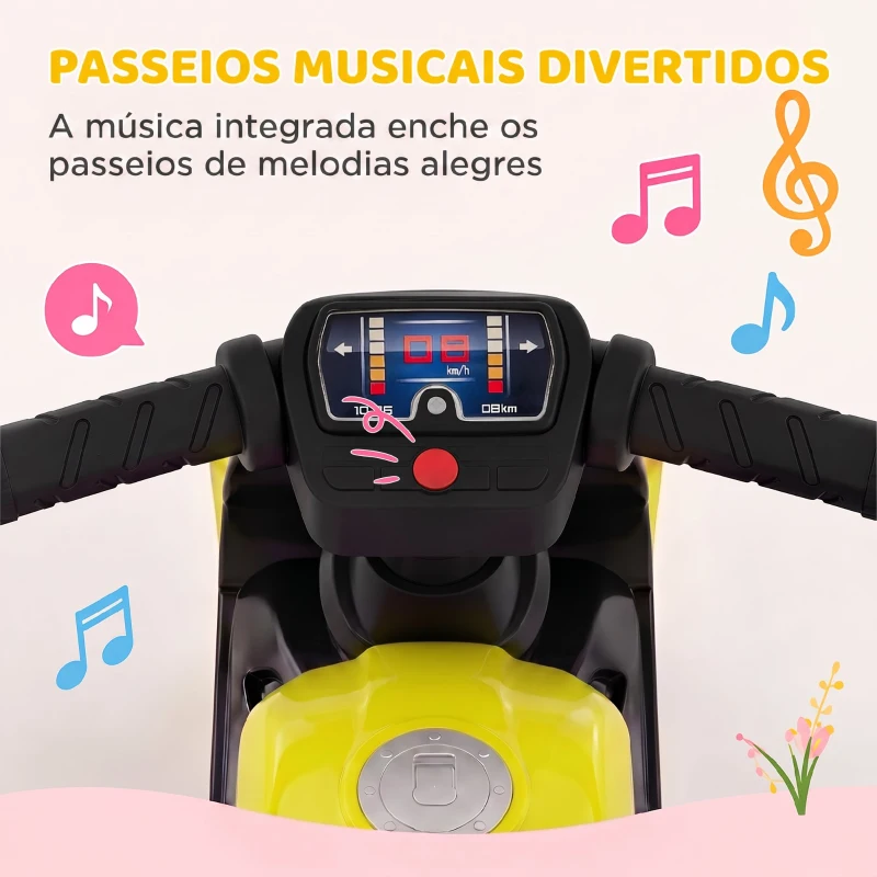 AIYAPLAY Bicicleta sem Pedais Tipo Mota com Música e Rodas Extra Largas para Crianças 18-36 Meses Verde