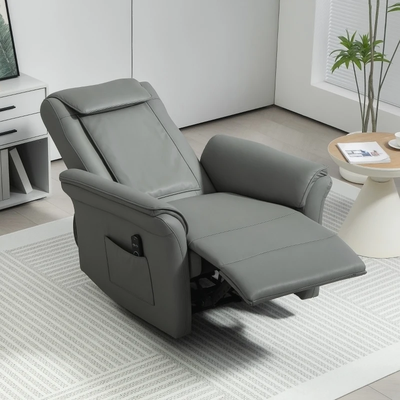 HOMCOM Kneading Faux Leather Electric Massage Recliner - Grey