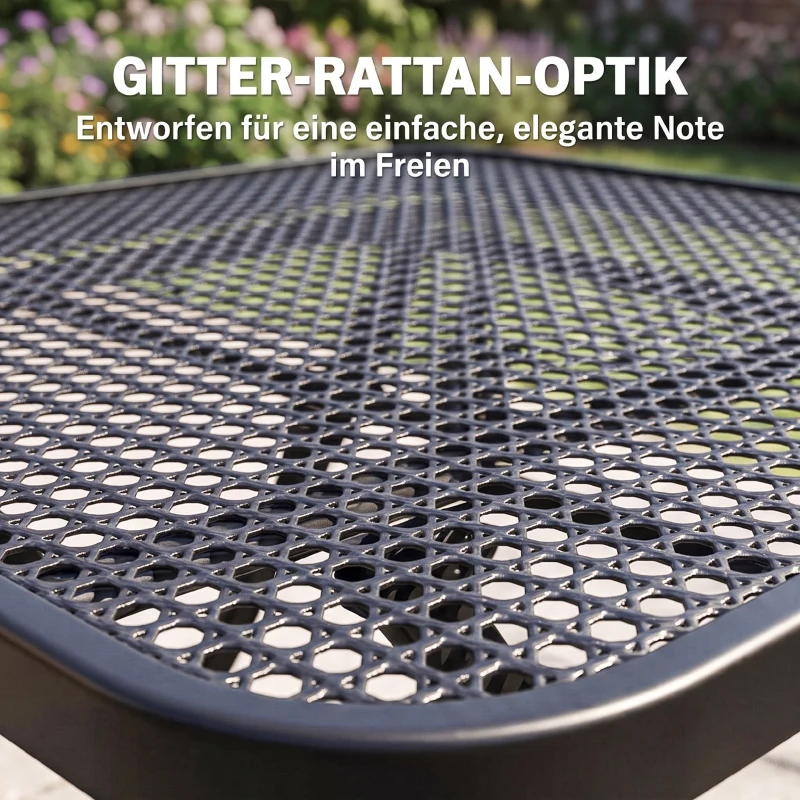Outsunny Gartentisch klappbar 70 x70 cm, Wetterfest Balkontisch Klapptisch mit Ausschnitt-Design quadrarisch Schwarz