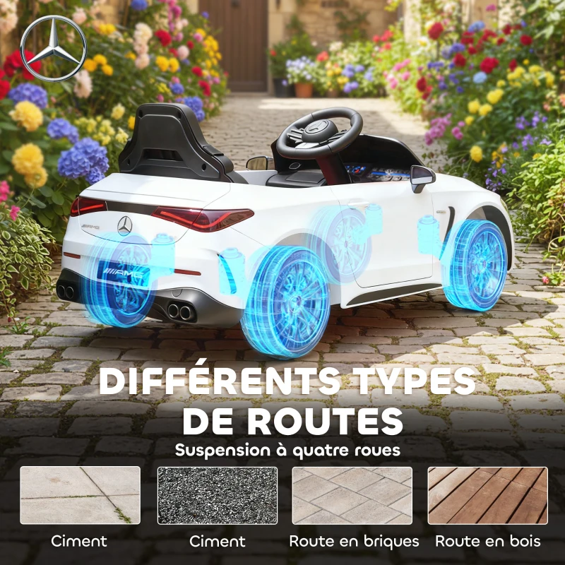 AIYAPLAY Voiture électrique enfants Mercedes AMG CLE 53 12V 2 moteurs télécommande parentale 2,4G 99 x 55 x 43 cm blanc