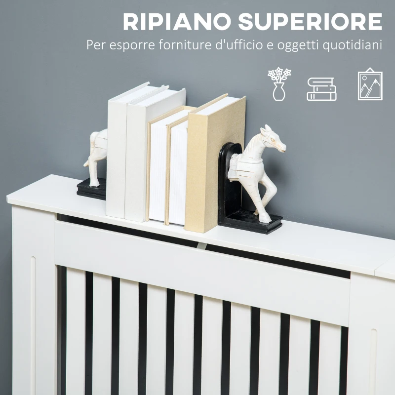 HOMCOM Copritermosifone a Doghe in MDF per Casa e Ufficio, 172x19x81 cm, Bianco