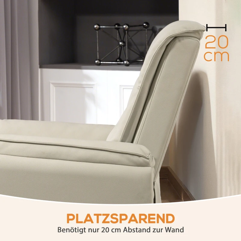 HOMCOM Elektrischer Massagesessel, Kunstlederbezug, Fußstütze, Seitentasche, Beige
