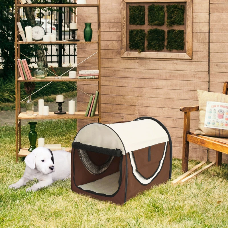 PawHut Sac de transport pour chien et chat caisse de transport pliable pour animaux adaptée à la voiture grand confort respirant avec coussin amovible 46 x 36 x 41 cm