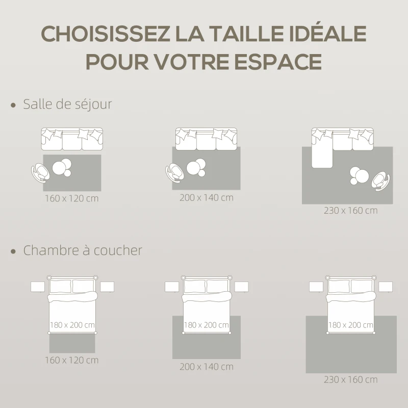 HOMCOM Tapis salon 160 x 120 cm, tapis à poils épais géométrique, moelleux et antidérapant, gris