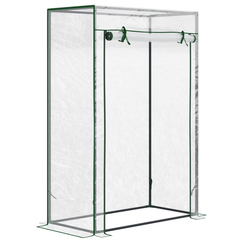 Outsunny Serre de jardin, serre de balcon, bâche renforcée PVC, châssis en acier, porte zippée enroulable, pour légumes plantes fleurs en toutes saisons intérieur et extérieur, 100 x 50 x 150 cm blanc
