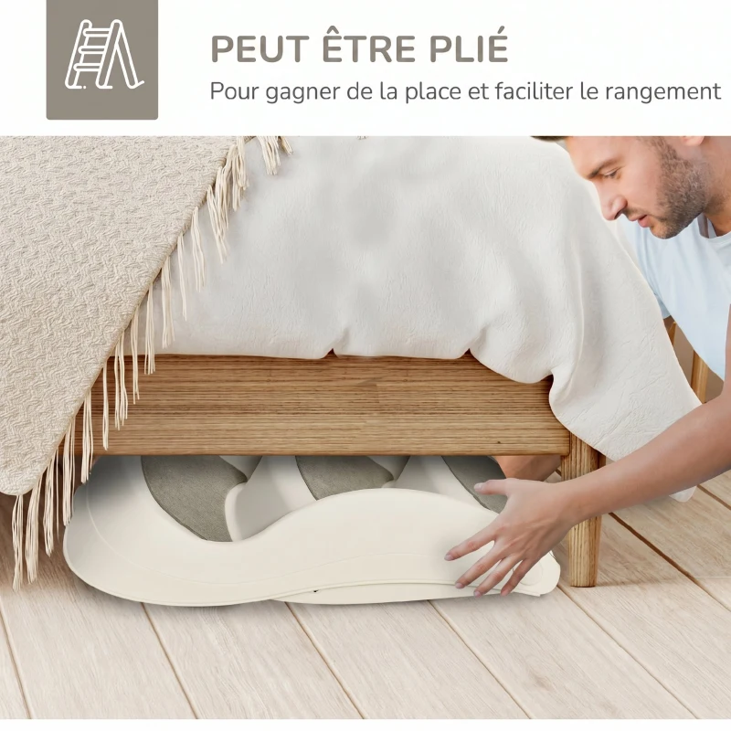 PawHut Escalier pour Chien Pliant à 3 Marches Antidérapantes, pour Chiens Âgés, Chiots, Lit, Canapé, 49x38x38cm, Crème