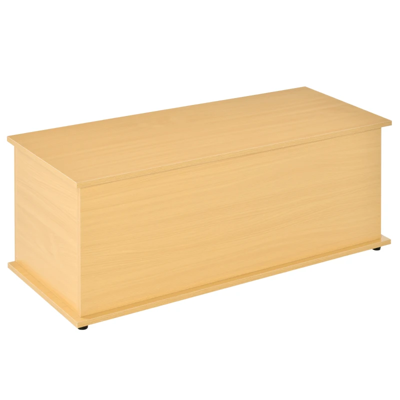 HOMCOM Storage Chest, Large 114L Blanket Box, Shoe Bench with Safety Hinged Lid, Storage Trunk, Bed End Bench for Bedroom, Hallway, Living room, Playroom, 100 x 40 x 40cm, Burlywood