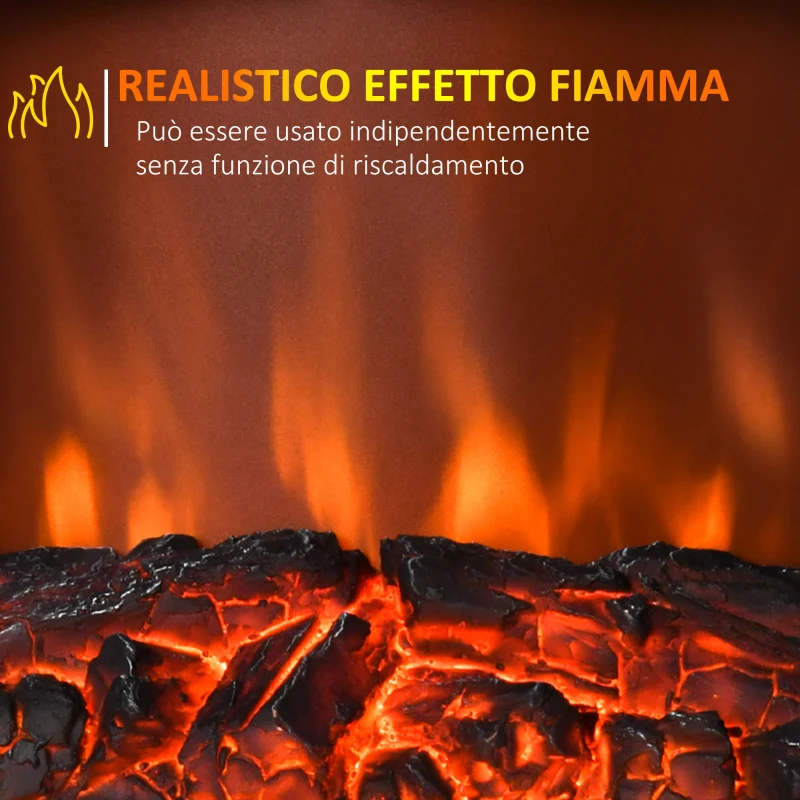 HOMCOM Camino elettrico 1000/2000W con temperatura regolabile, bianco