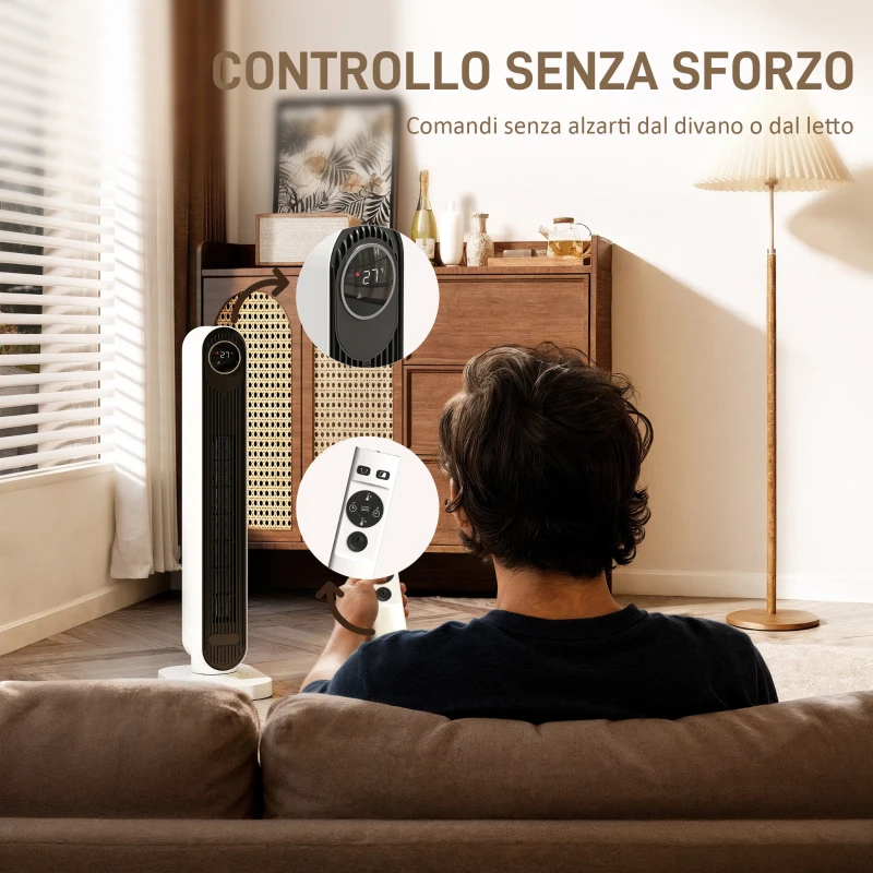 HOMCOM 2000W Ceramic Electric Heater with Fan, Timer, Oscillation - White