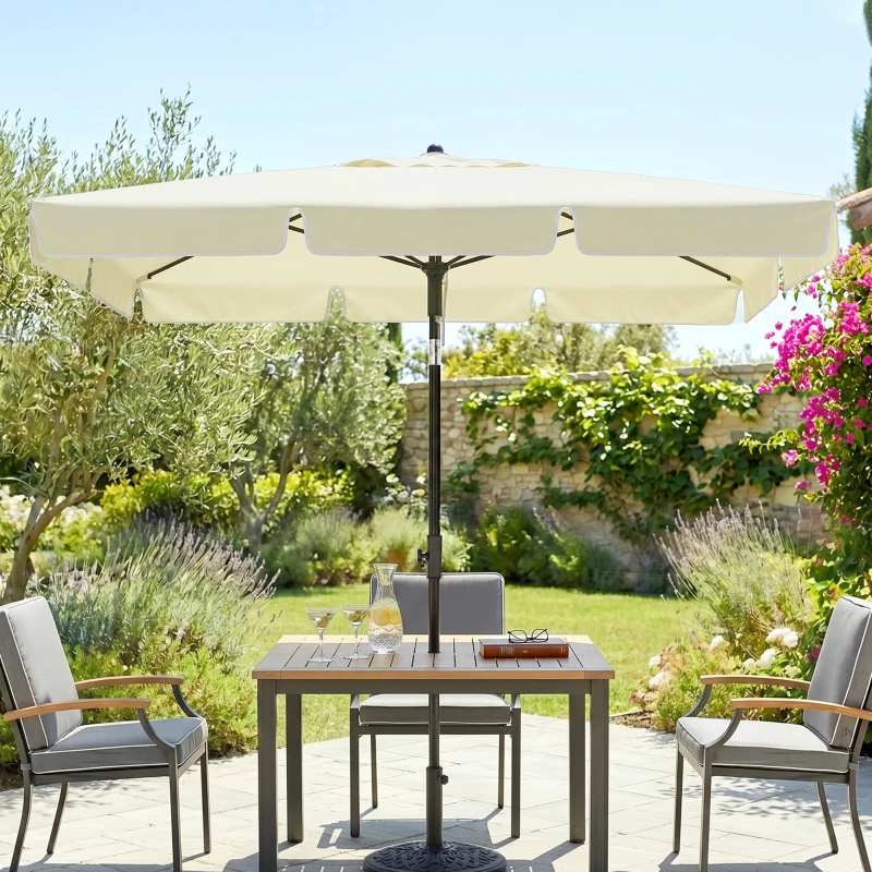 Outsunny Parasol de jardin Parasol droit rectangulaire inclinable alu métal polyester haute densité 2 x 1,3 m beige clair