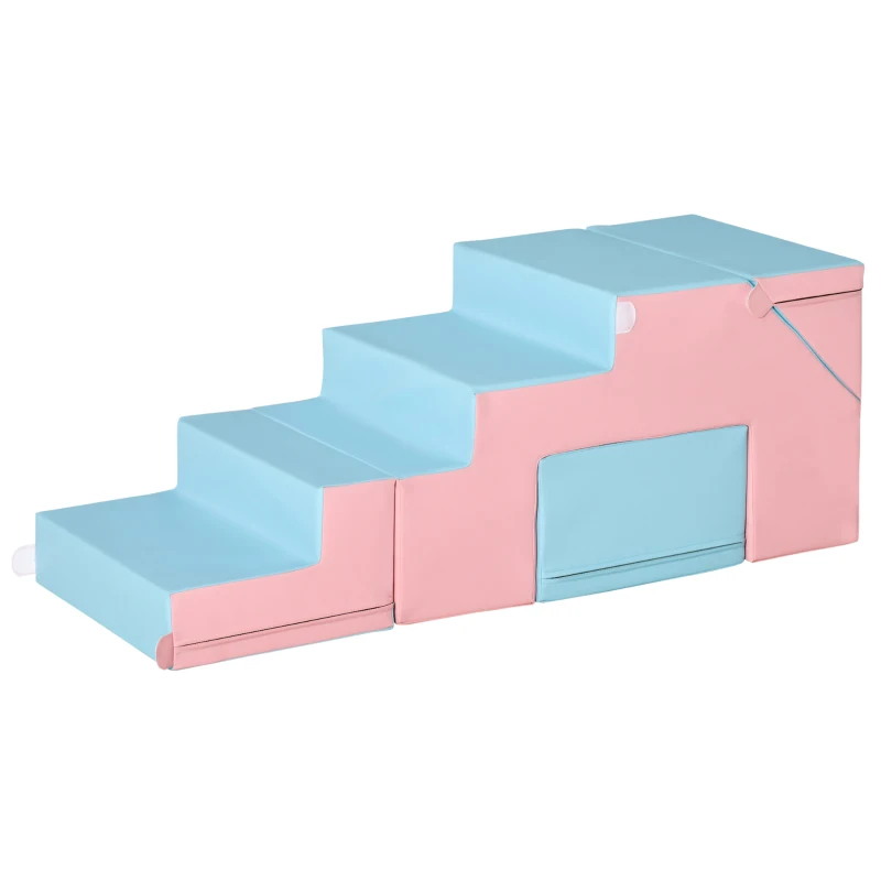 HOMCOM opvouwbaar bad met antislip pads steunstangen 2 kinderbad met afneembare hoes voor tieners ruim PP kunststof TPE blauw + wit 114 x 60,4 x 53 cm