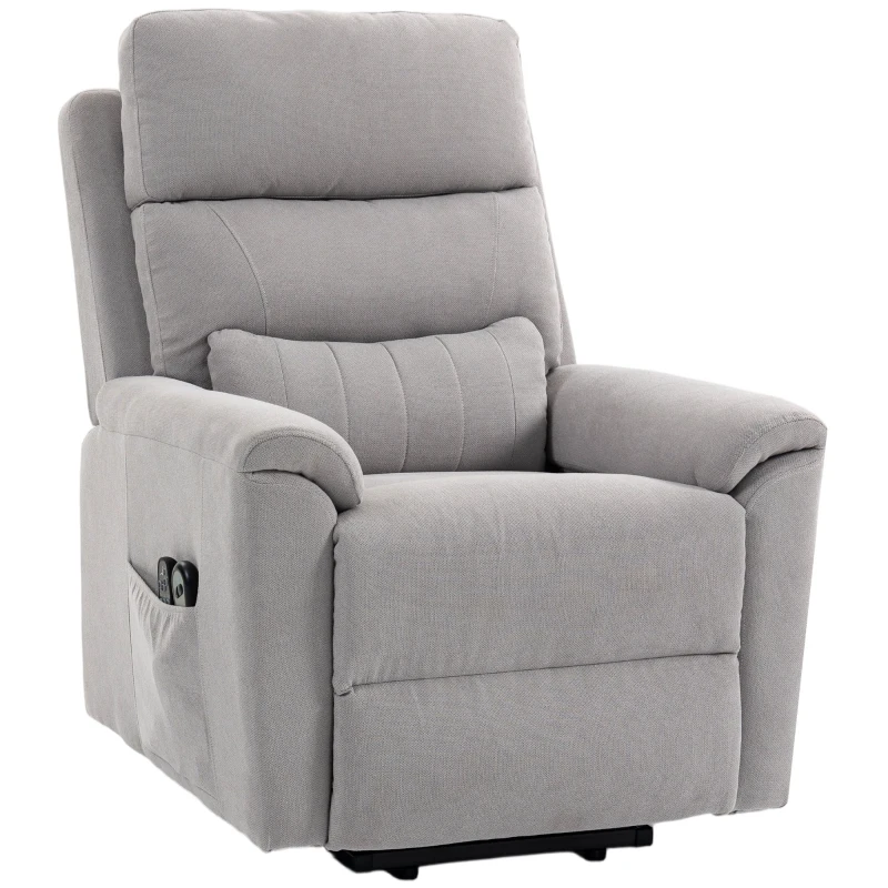 HOMCOM Power lift recliner chair with Massage and Heat, Terry Cloth Electric Lift Chair with Spring Cushion, Light Grey