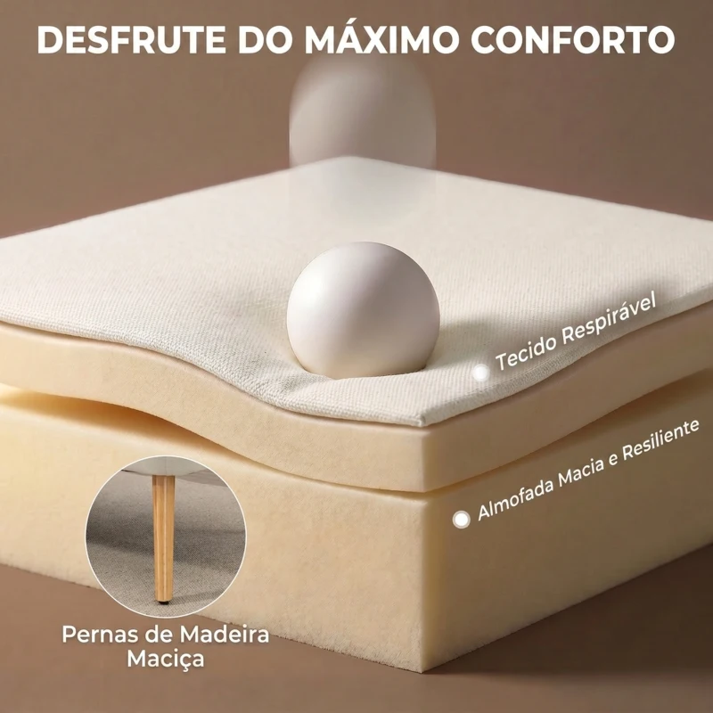 HOMCOM Sofá de 2 Lugares em Tecido Tipo Linho, Assento e Encosto Acolchoados, Pés de Madeira, Carga 220 kg, Creme