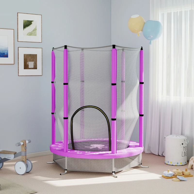 AIYAPLAY Kindertrampolin mit Sicherheitsnetz, für den Innen- und Außenbereich, 3-6 Jahre, Violett