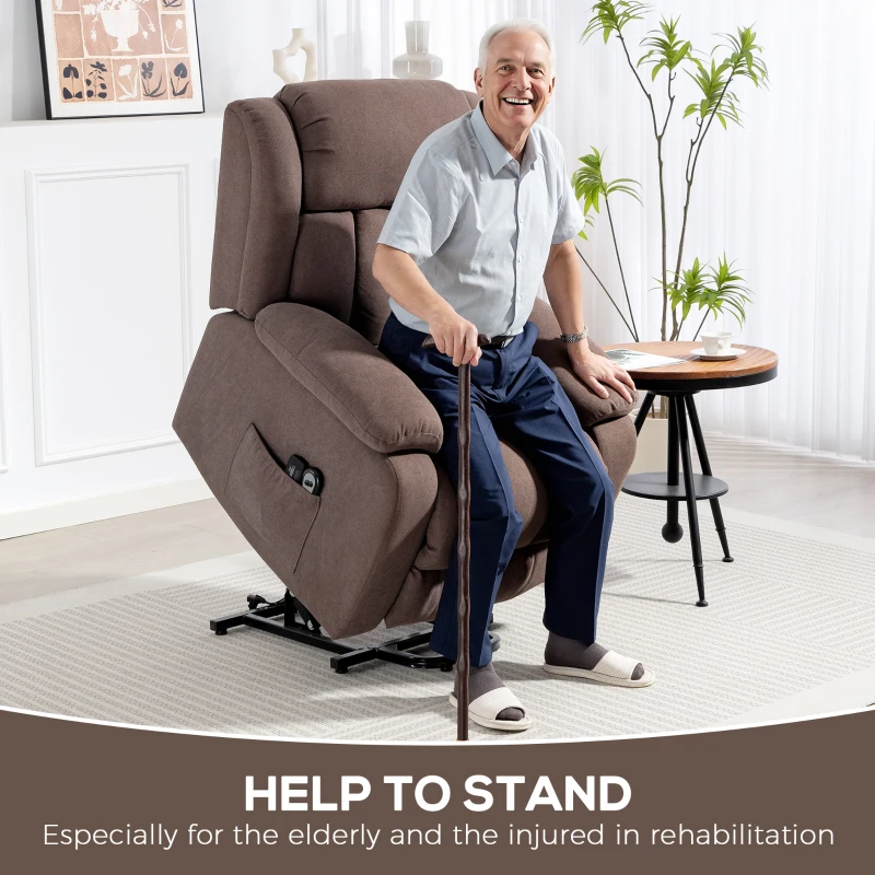 HOMCOM Power Lift Recliner Chair with Vibration Massage, Lift Chair for Elderly with Footrest, Remote, Side Pocket, Dark Brown