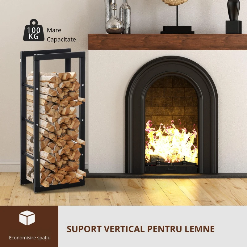 HOMCOM Raft Lemne pentru Intern si Extern Negru, 40x25x100cm