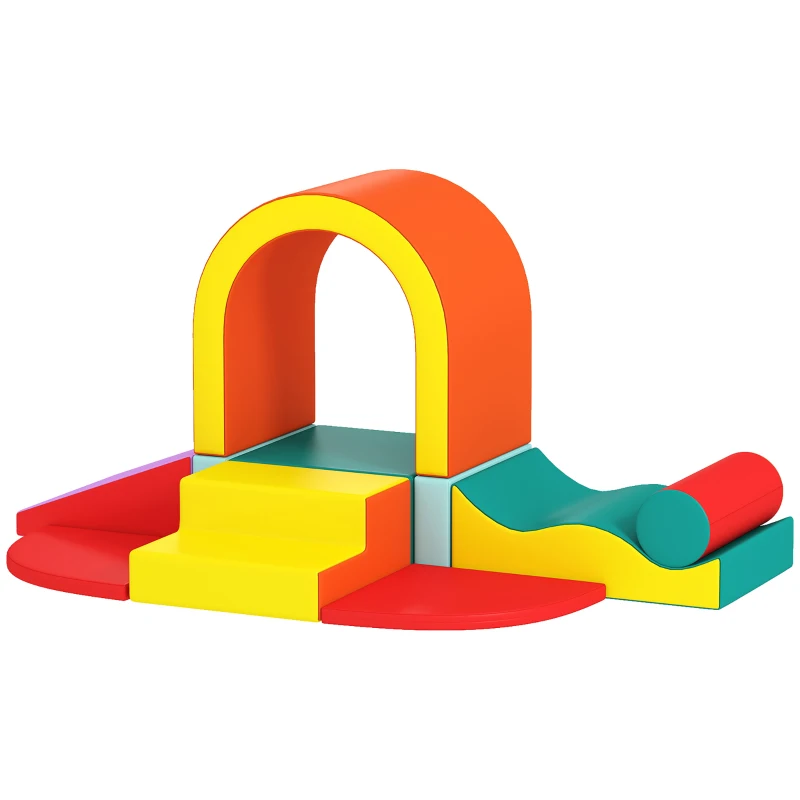 AIYAPLAY Kids Soft Play Set, 10PCs PU Leather Foam Climbing Blocks for Climb and Crawl, Educational Toys for Motor Development