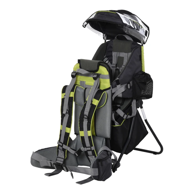 HOMCOM Baby Hiking Backpack Carrier Child Carrier with Ergonomic Hip Seat Detachable Rain Cover Adjustable Straps Stand for Toddler 6 - 36 Months Black