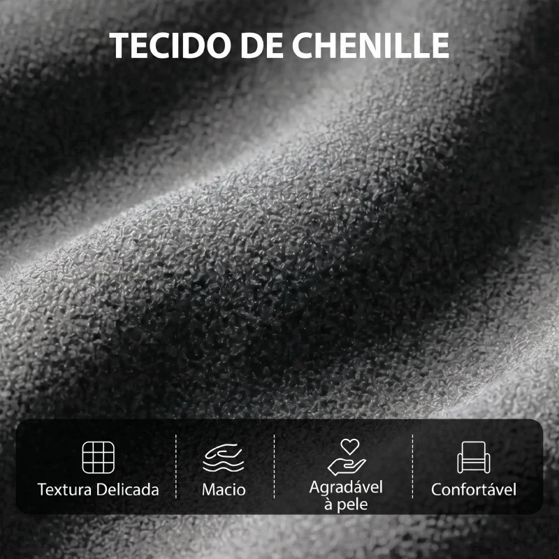 HOMCOM Poltrona de Massagem Reclinável com Apoio para Pés 2 Zonas de Massagem Encosto Alto Bolsos Estofada em Chenille Cinzento