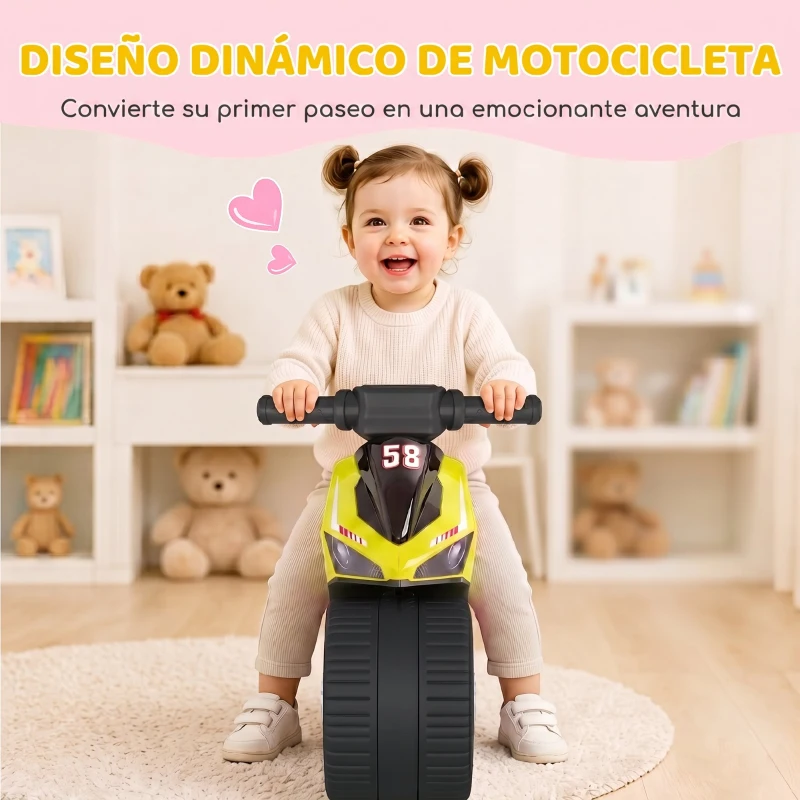 AIYAPLAY Bicicleta sin Pedales Moto Correpasillos con Música y Ruedas Extra Anchas para Niños y Niñas de 18 a 36 Meses Verde