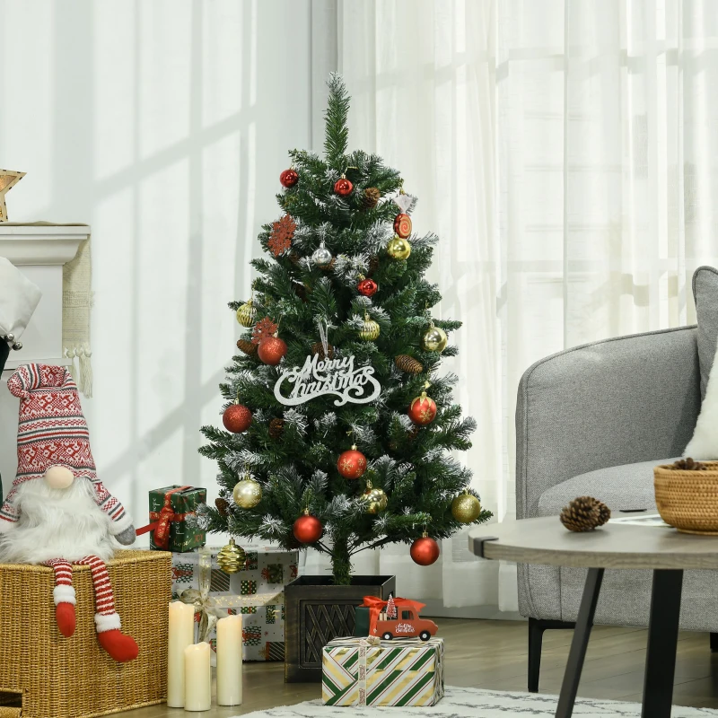 HOMCOM Árvore de Natal Artificial Nevada Altura 120 cm com 328 Ramos e Suporte Metálico Verde