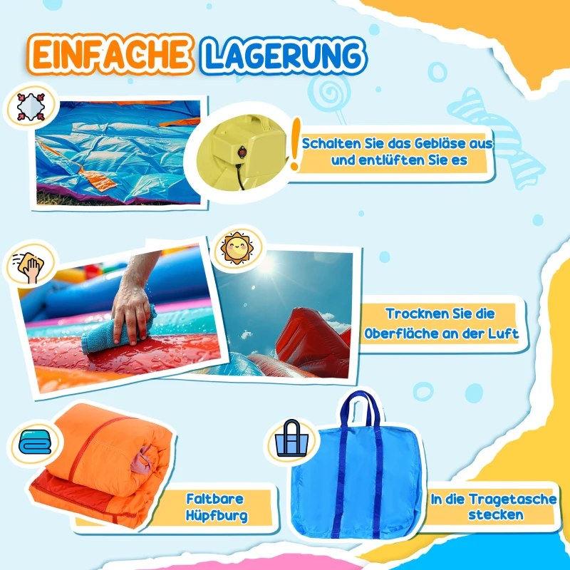 Outsunny Opblaasbaar Springkasteel met Blower voor 4 Kinderen Raketpatroon