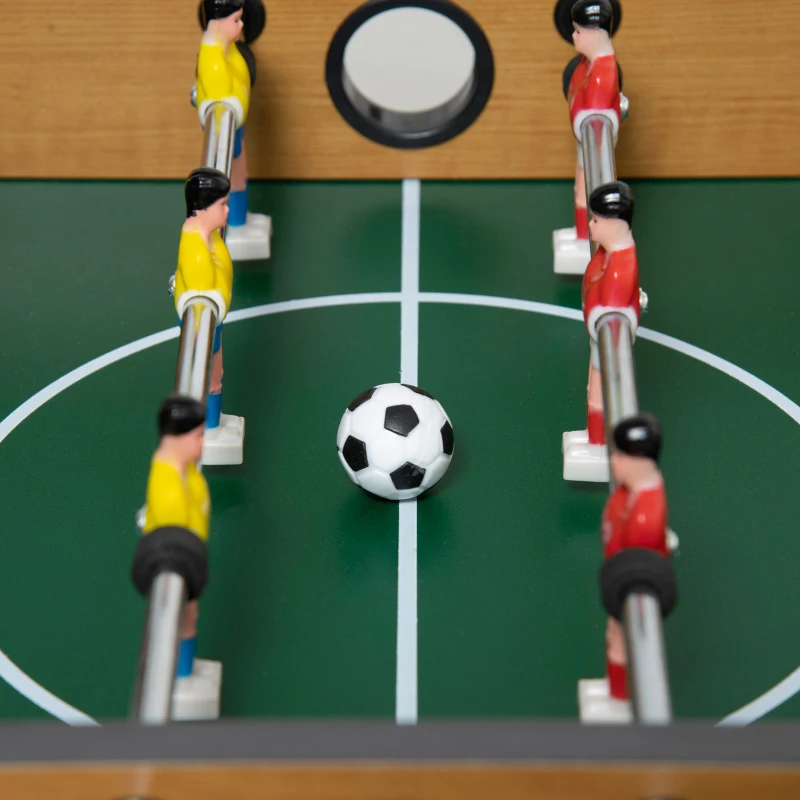 HOMCOM Tischfußball-Set, Kicker-Tisch, kompakte Holzstruktur, 2 Bälle, Scoreboards, Braun