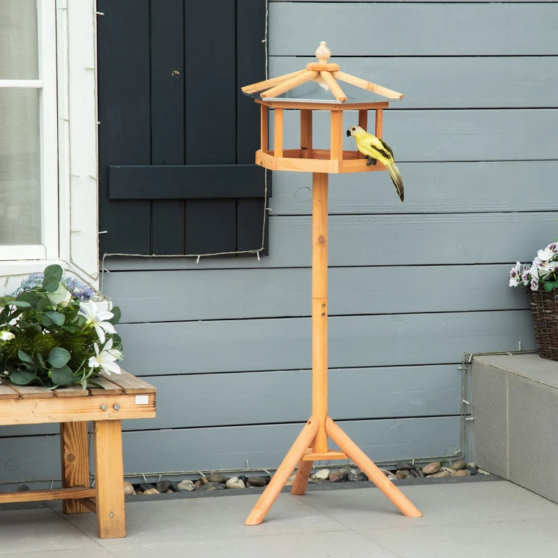 HOMCOM Mangeoire Mangeoire pour oiseaux sauvages sur Pied nichoir a Plateau Station a Oiseau Abris à oiseaux Bois pour Exterieur 113 cm