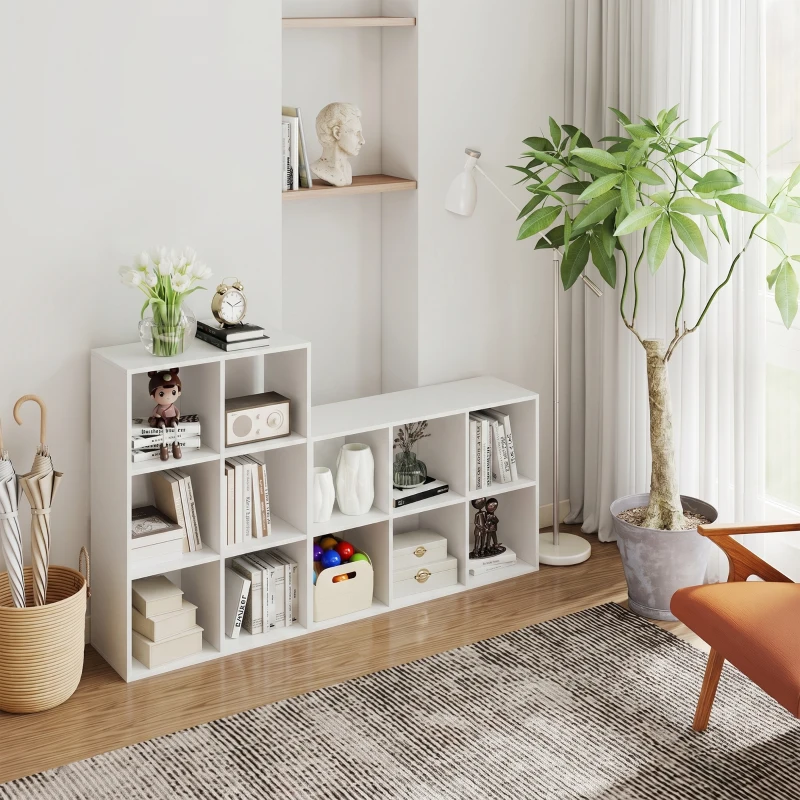 HOMCOM Raft pentru cărți, raft vertical cu 3 niveluri, raft îngust cu dispozitiv anti-răsturnare, unitate de depozitare pentru living, dormitor, birou, Alb