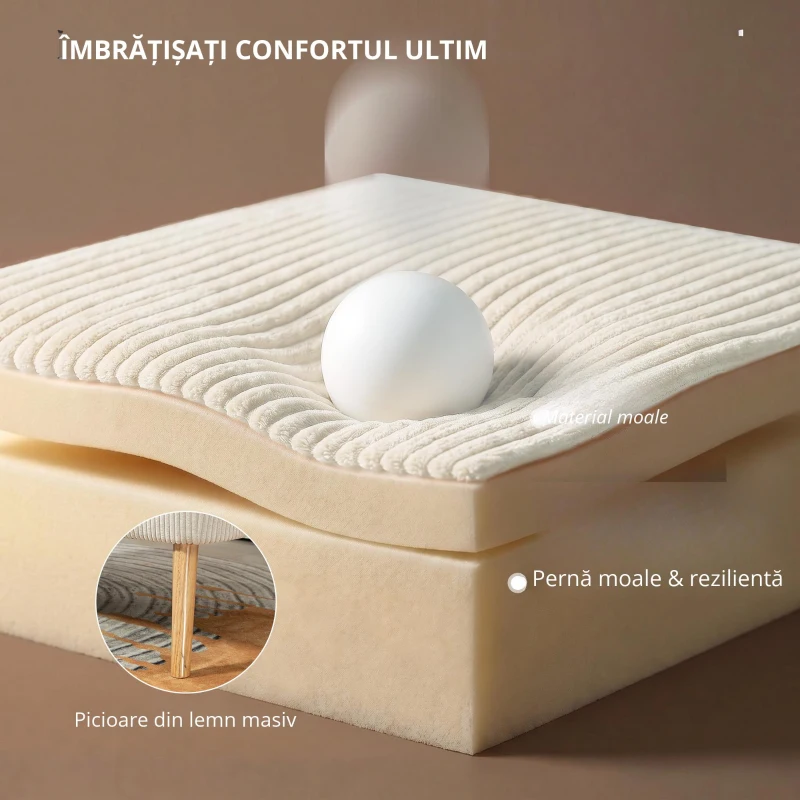 HOMCOM Canapea cu două locuri, umplutură moale, husă ușor de întreținut, până la 150 kg, 117 x 56,5 x 77 cm, Alb crem