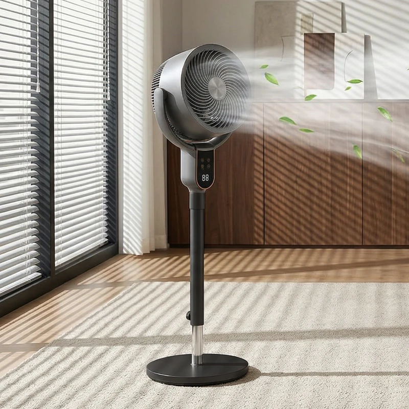 HOMCOM Ventilatore a Piantana a 8 Velocità con Telecomando, Display LED, Timer 12H, Altezza Regolabile, Grigio