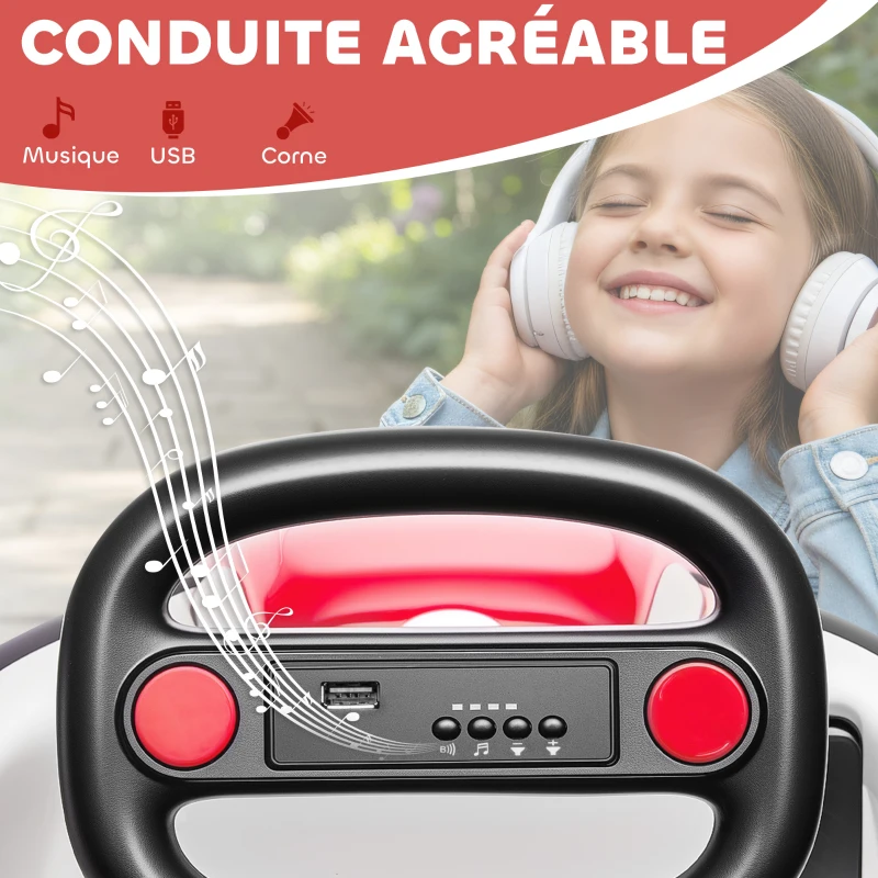 AIYAPLAY Auto-tamponneuse enfant 6V, rotation à 360°, voiture tamponneuse électrique enfant avec double moteur, musique et klaxon