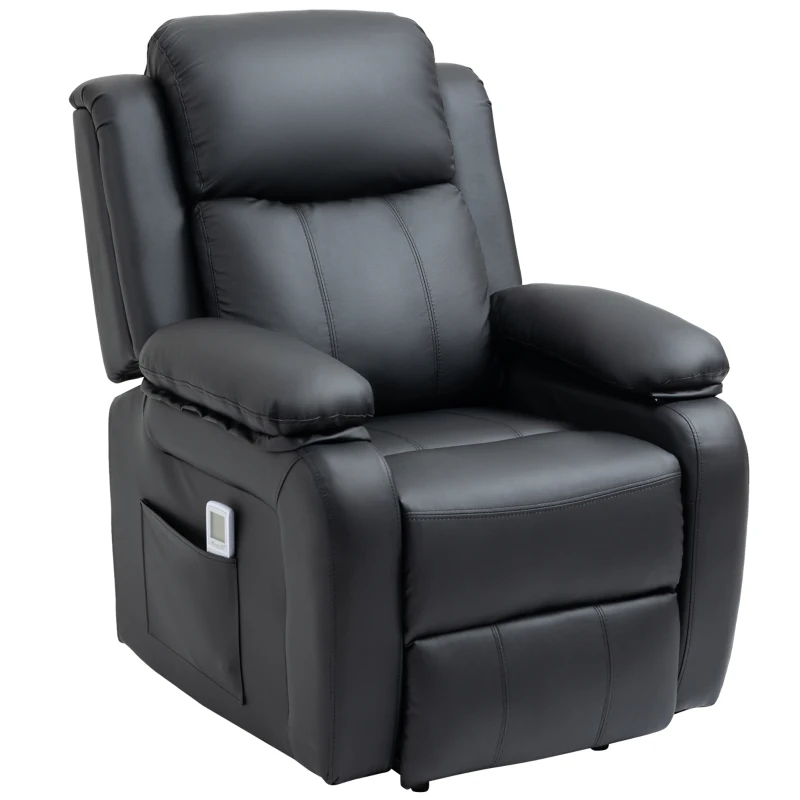 HOMCOM Riser and Recliner Chair with Vibration Massage, PU Leather Power Lift Chair for Elderly, Black