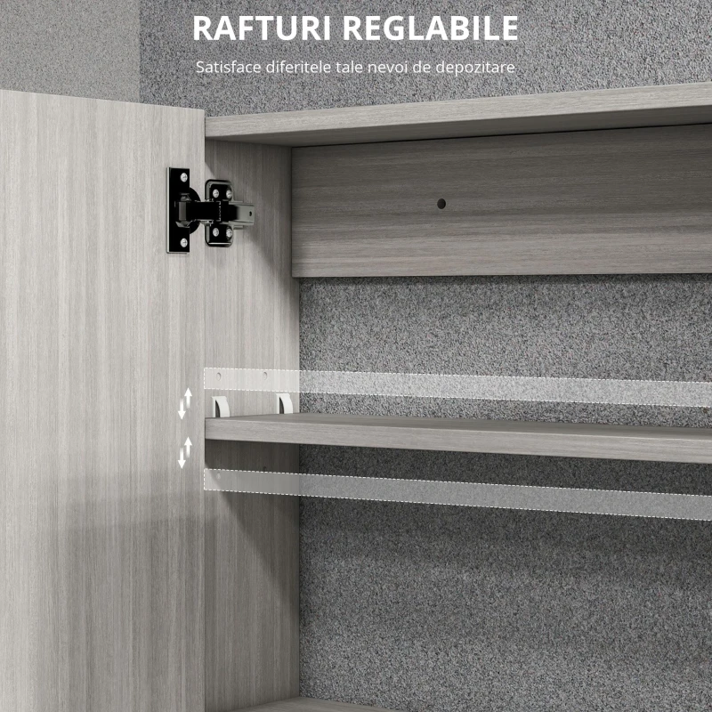 HOMCOM Dulap suspendat pentru baie cu oglindă, mobilier de baie, uși duble și rafturi reglabile, 80x15x60cm, gri