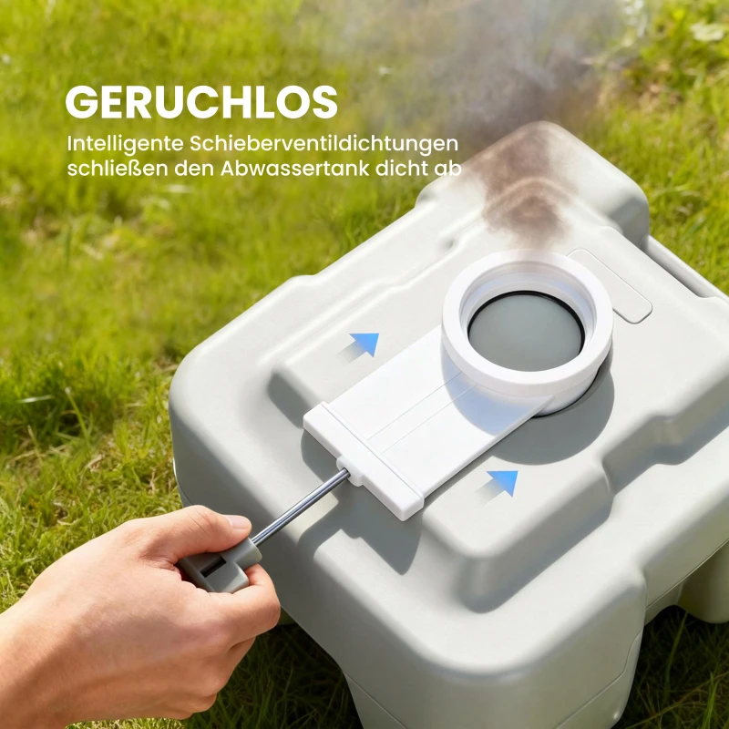 HOMCOM Campingtoilette Reisetoilette max. Tragkraft bis 147 kg 20L für Camping Wandern Reisen Angeln 41,5 x 36,5 x 42 cm Grau