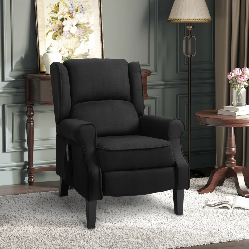 HOMCOM Poltrona de Massagem Poltrona Relax Reclinável com Controlo Remoto 2 Áreas de Massagem Bolso Lateral 78x83x101 cm Preto