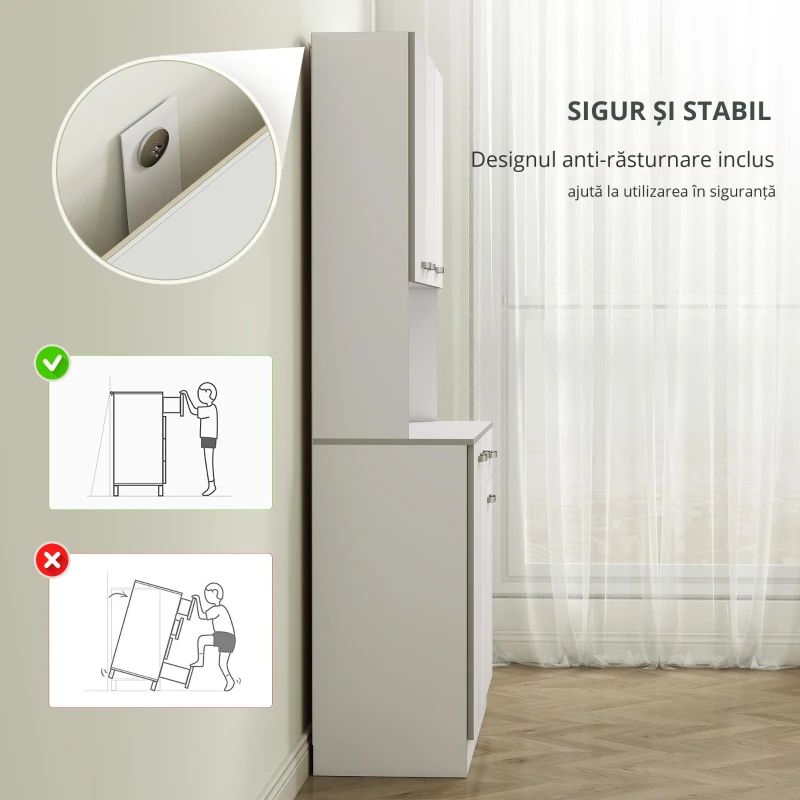 HOMCOM Bufet de bucătărie dulap de bucătărie contemporan depozitare multiplă 6 uși 1 sertar + blat mare