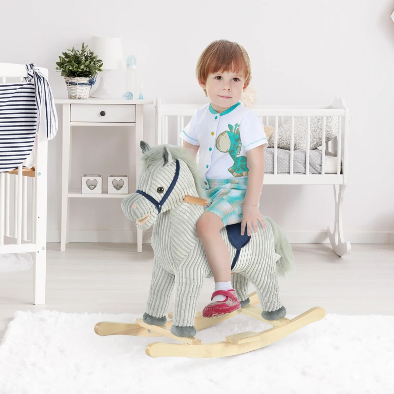 HOMCOM Kinder Schaukel Schaukeltier Schaukelpferd Grau 73 x 35 x 64 cm