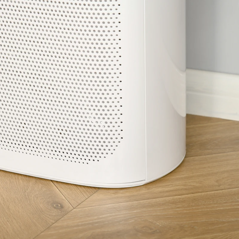 HOMCOM Purificatore d'Aria Filtro HEPA Triplo Strato, 3 Velocità, Modalità Sonno e Timer, 32.7x22x55.8cm, Bianco