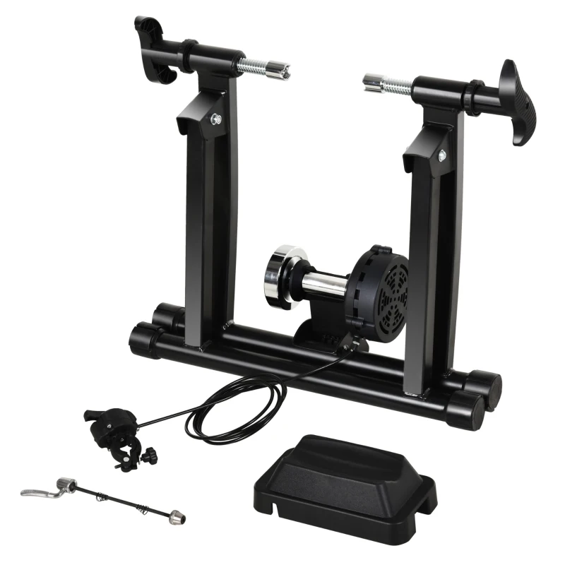HOMCOM Home Trainer pour vélo Support entraînement vélo VTT Trainer magnétique Pliable 5 Niveaux de résistance réglable Noir