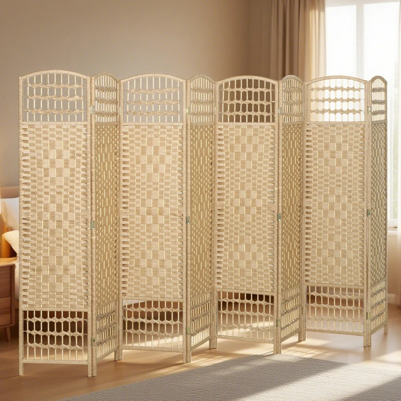 HOMCOM Paravent intérieur en bois séparateur de pièce cloison pliable 8 panneaux 320 x 170 cm bois naturel