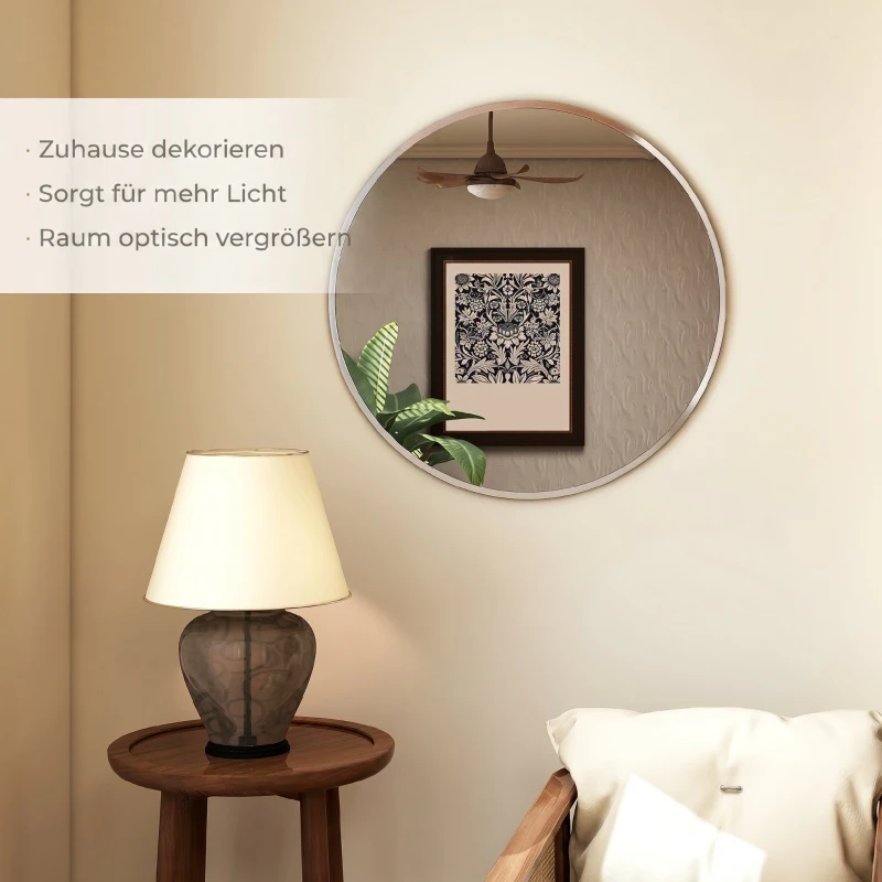 HOMCOM Wandspiegel, modernes Design, 61 x 61 cm, Silber