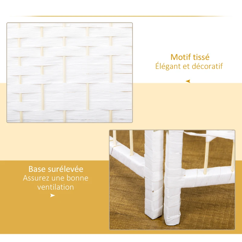HOMCOM Paravent intérieur en bois séparateur de pièce cloison pliable 3 panneaux 120 x 170 cm blanc