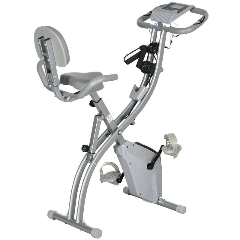 HOMCOM Vélo d'appartement pliant 8 niveaux de résistance magnétique dossier selle réglable poignées ergonomiques noir gris