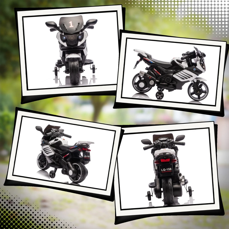 AIYAPLAY Moto électrique enfants 6 V, voiture électrique enfants avec roues d'entraînement, effets lumineux et sonores, blanc