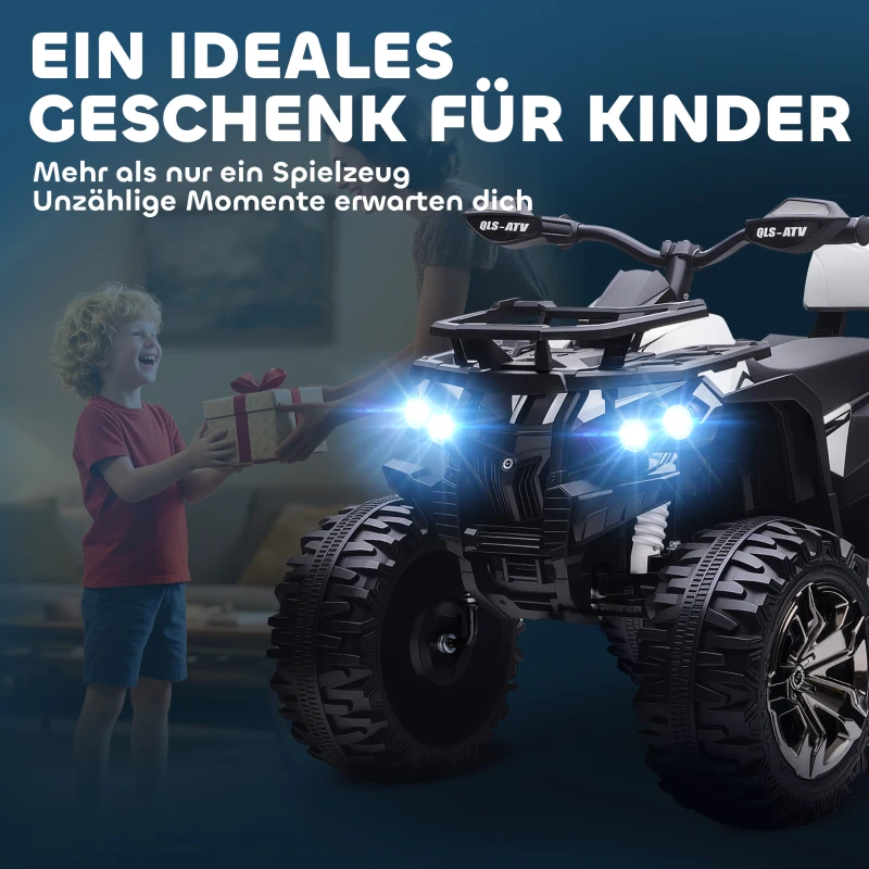 HOMCOM Elektro-Kinderquad, 3-8 km/h, 45 Min. Betriebszeit, LED-Scheinwerfer, Musikplayer mit USB, für Kinder 3 bis 5 Jahre