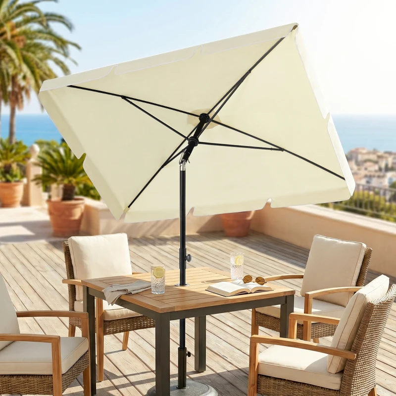 Outsunny Parasol de jardin Parasol droit rectangulaire inclinable alu métal polyester haute densité 2 x 1,3 m beige clair