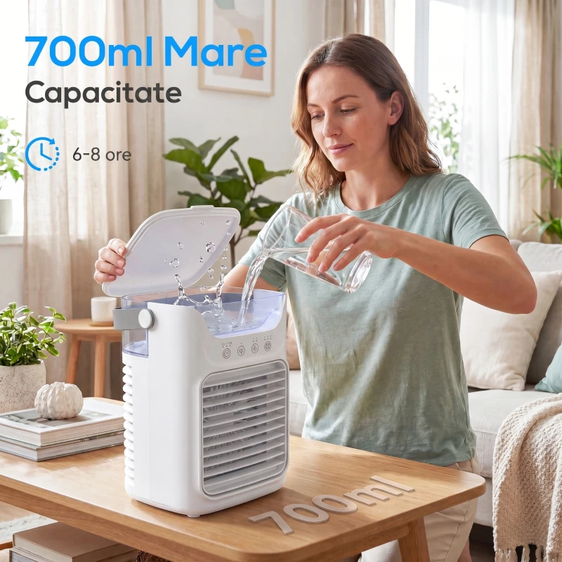 HOMCOM Ventilator de Birou Ventilator Mic cu Cap Reglabil 21cm