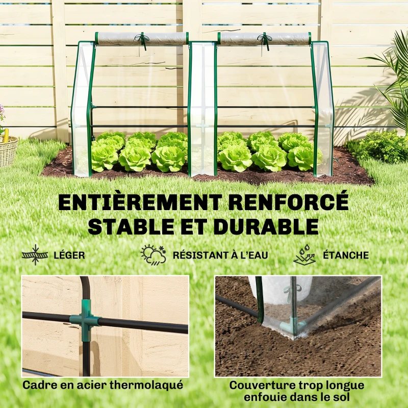 Outsunny Mini Serre de Jardin Mini serre Tunnel Toit Pointu Acier Anti-UV Fenêtres, 180x 90x90cm, Transparent